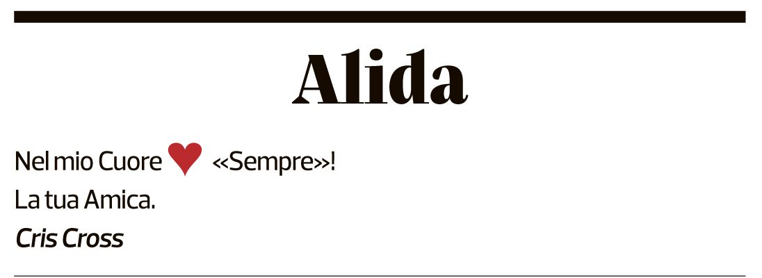 Annuncio funebre Alida 