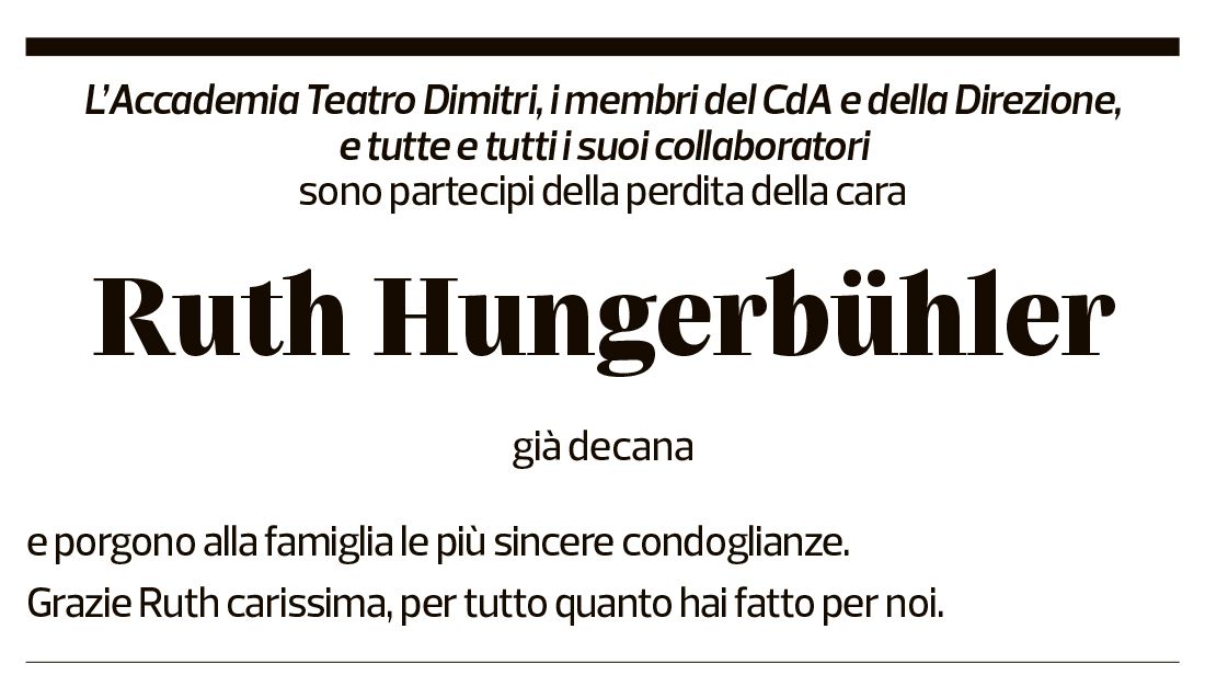 Annuncio funebre Ruth Hungerbühler