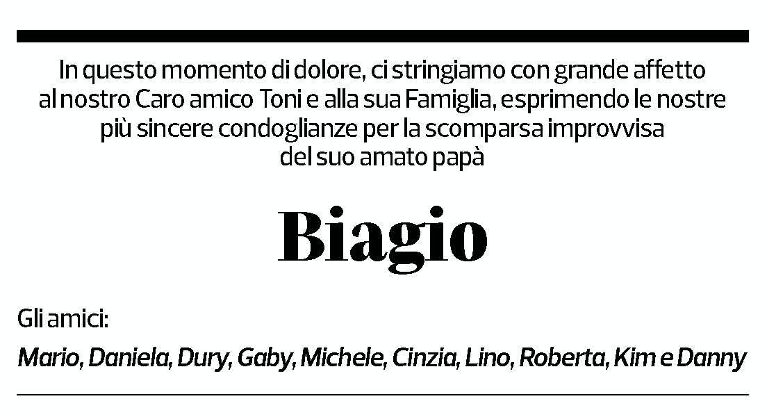 Annuncio funebre Biagio 