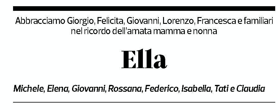 Annuncio funebre Ella Pagani