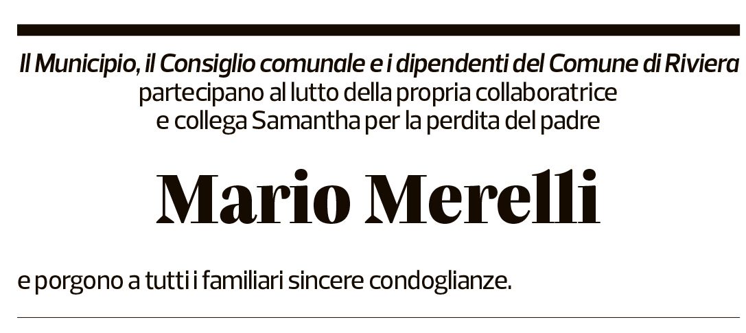 Annuncio funebre Mario Merelli