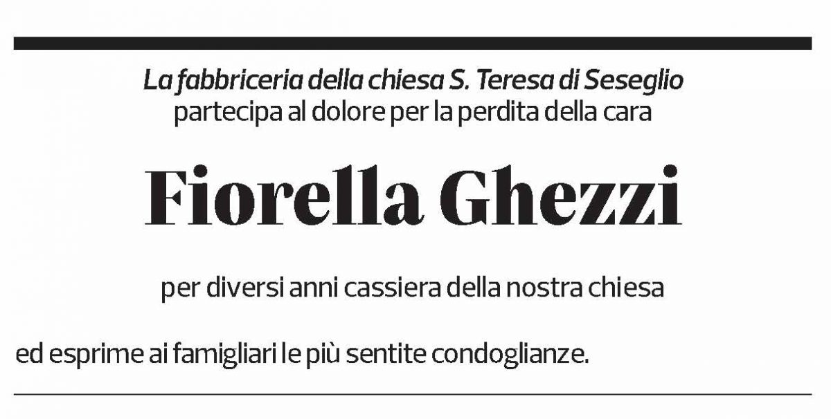 Annuncio funebre Fiorella Ghezzi