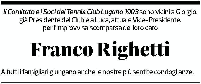 Annuncio funebre Franco Righetti