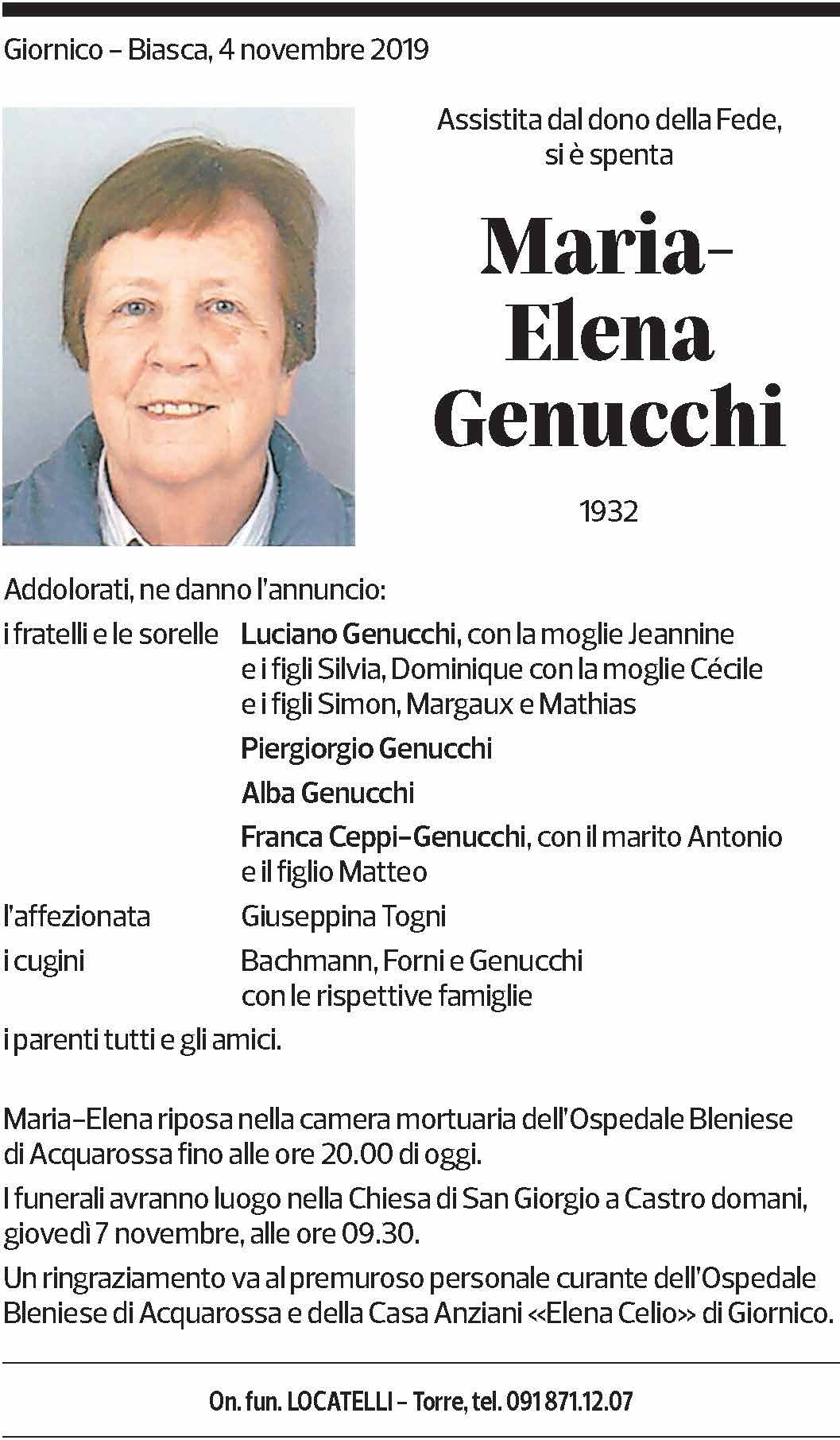 Annuncio funebre Maria-elena Genucchi
