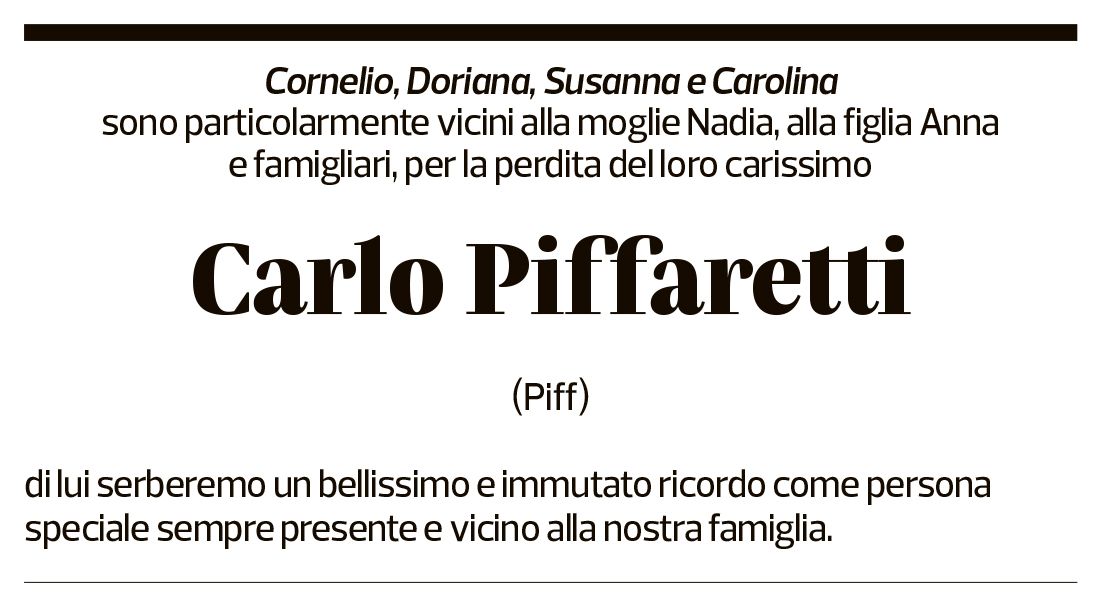 Annuncio funebre Carlo Piffaretti