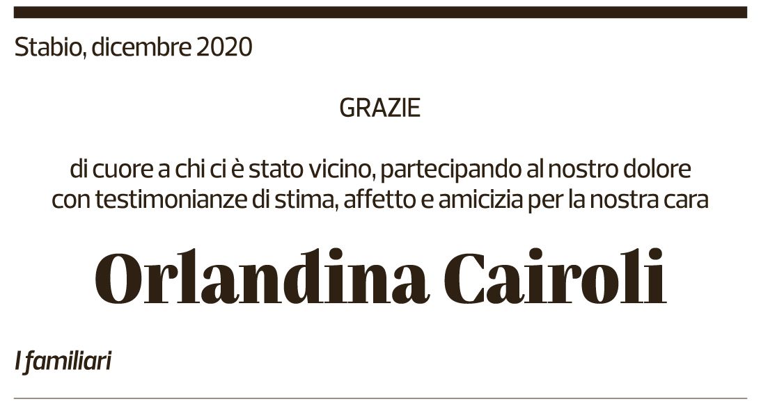 Annuncio funebre Orlandina Cairoli