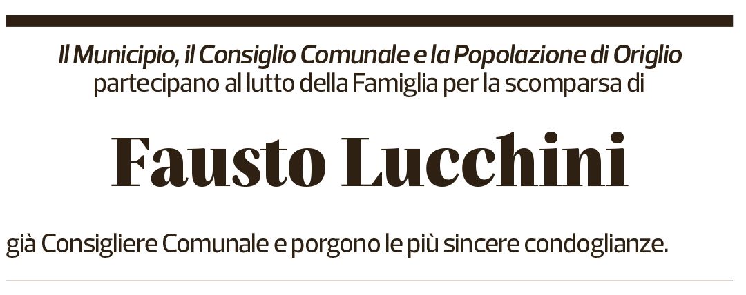 Annuncio funebre Fausto Lucchini