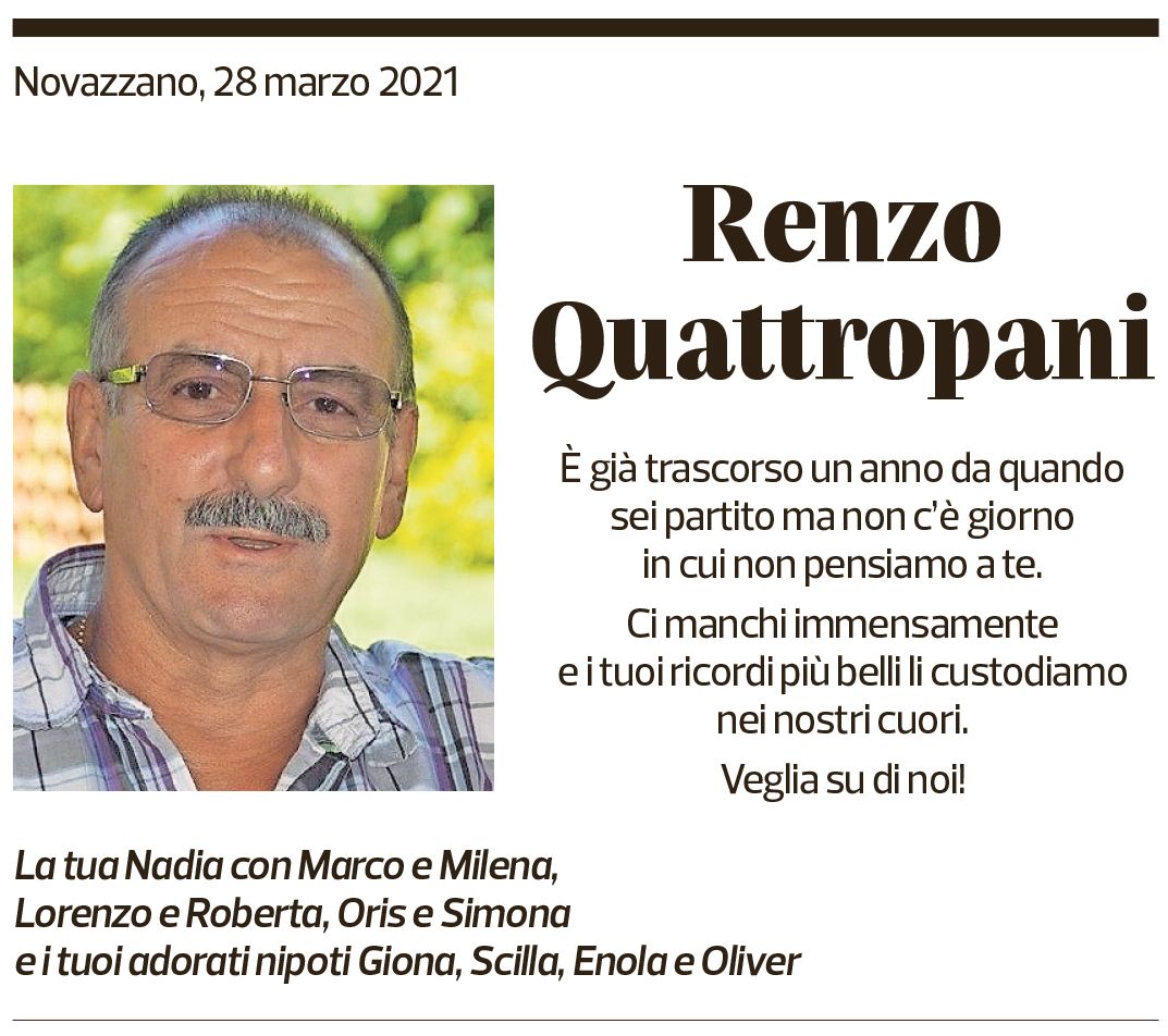 Annuncio funebre Renzo Quattropani