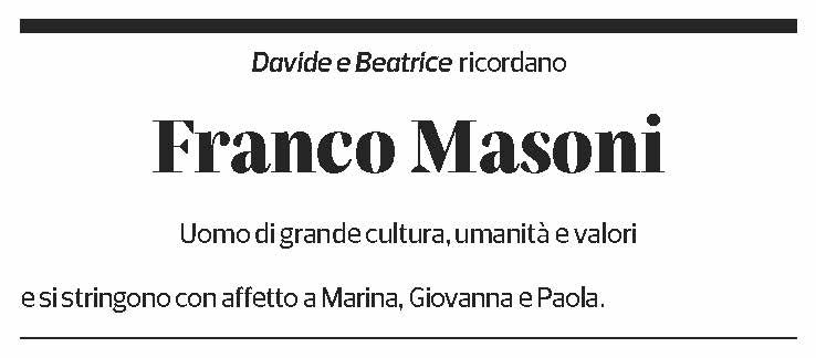 Annuncio funebre Franco Masoni