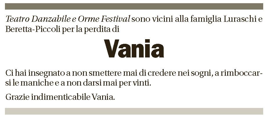 Annuncio funebre Vania Luraschi Beretta-piccoli