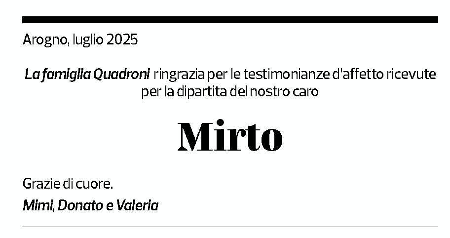 Annuncio funebre Mirto 