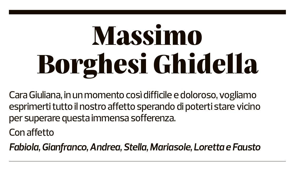 Annuncio funebre Massimo Borghesi Ghidella