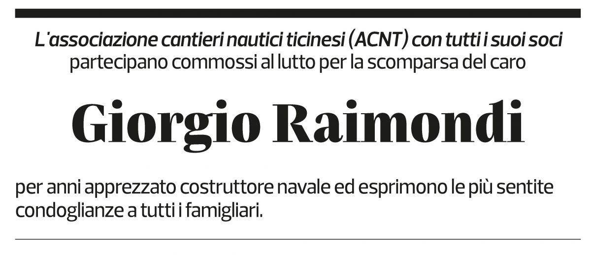Annuncio funebre Giorgio Raimondi