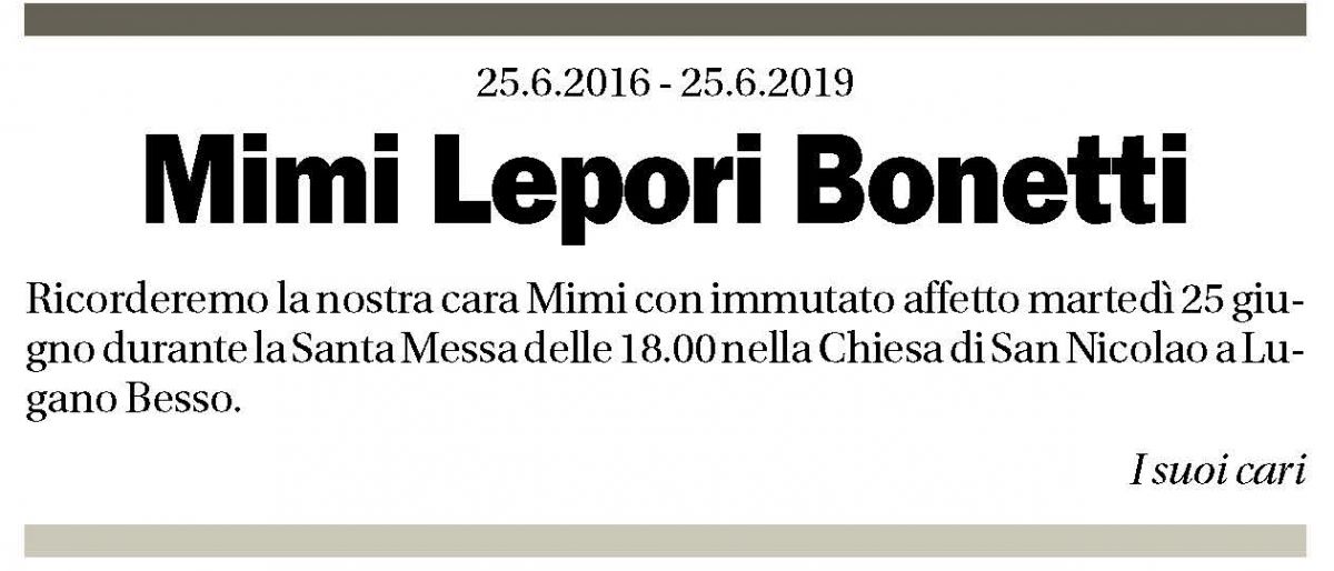 Annuncio funebre Mimi Lepori - Bonetti