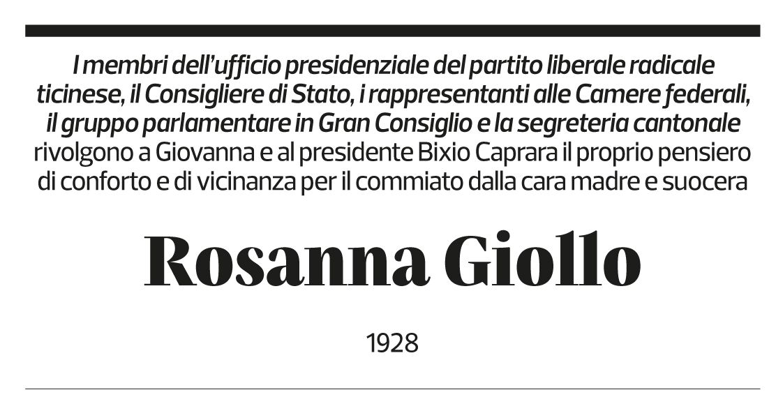 Annuncio funebre Rosanna Giollo
