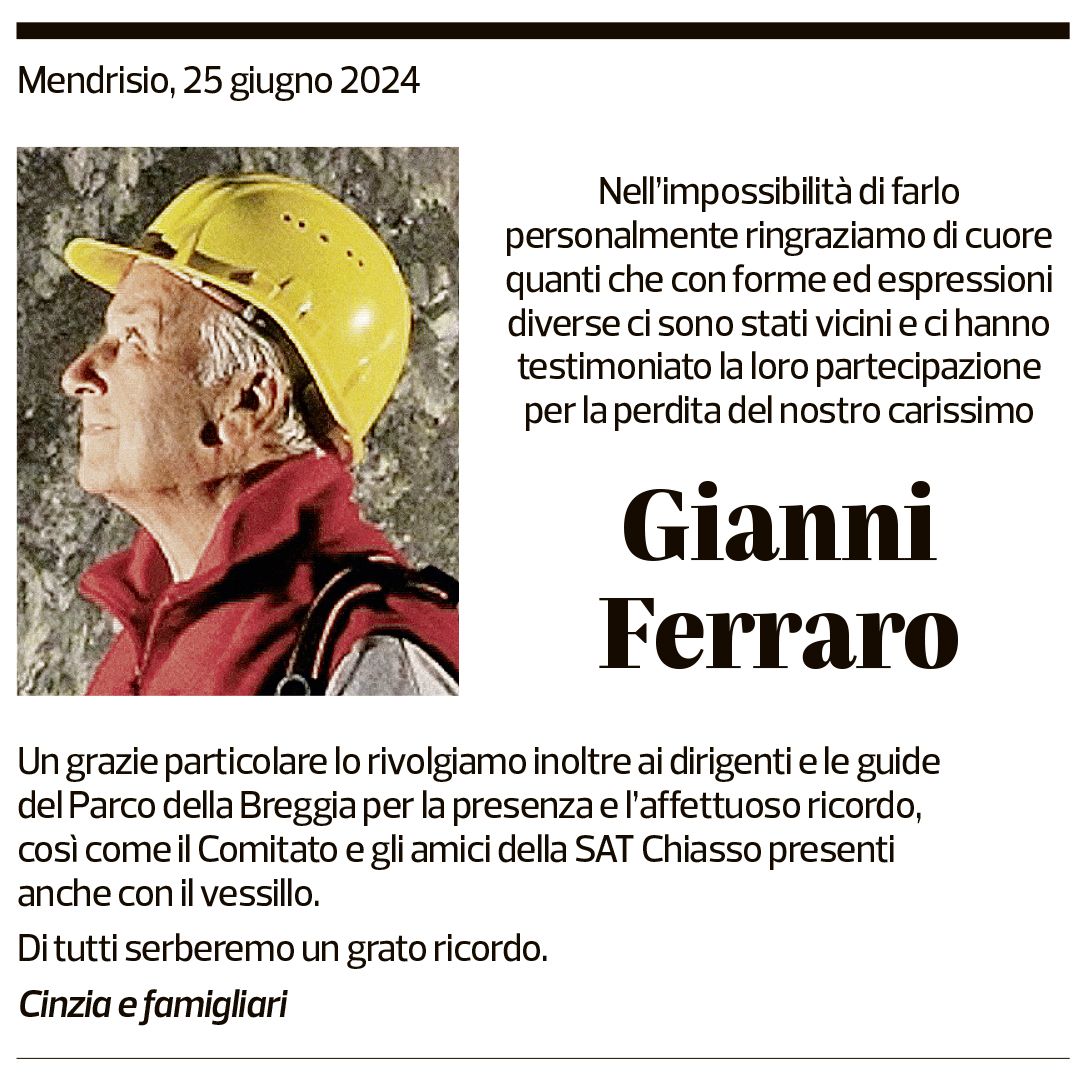 Annuncio funebre Gianni Ferraro