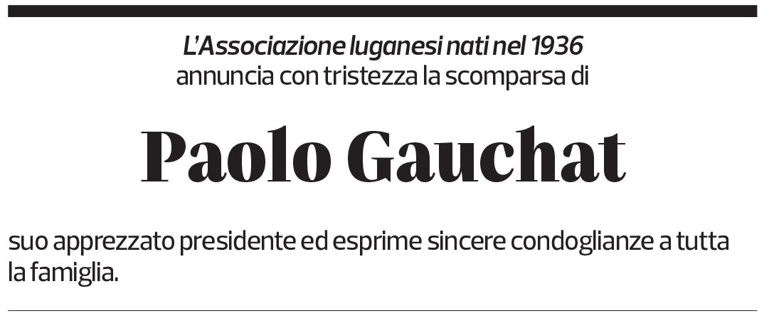 Annuncio funebre Paolo Gauchat