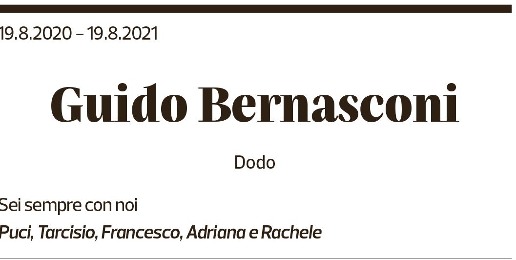 Annuncio funebre Guido Bernasconi