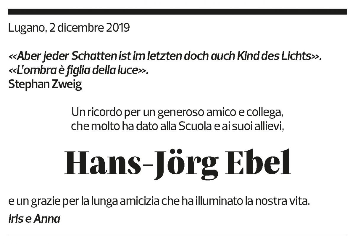 Annuncio funebre Hans-jörg Ebel
