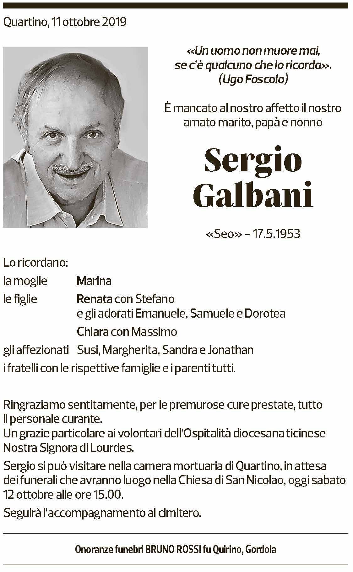 Annuncio funebre Sergio Galbani