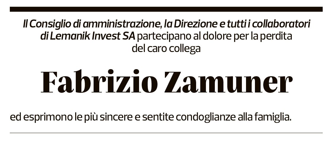 Annuncio funebre Fabrizio Zamuner