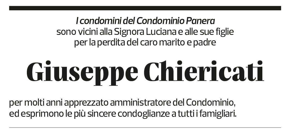 Annuncio funebre Giuseppe Chiericati