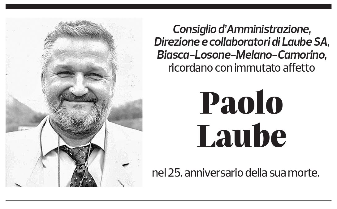 Annuncio funebre Paolo Laube