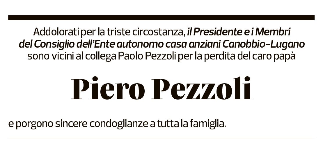 Annuncio funebre Piero Pezzoli