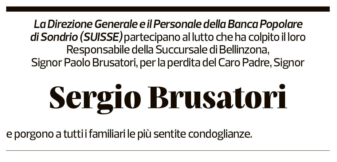 Annuncio funebre Sergio Brusatori