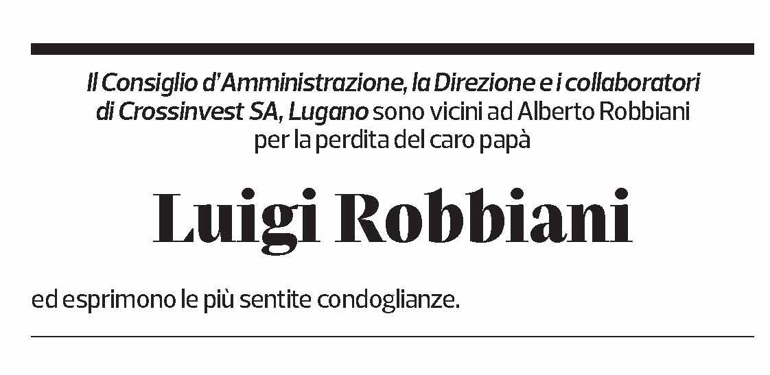 Annuncio funebre Luigi Robbiani