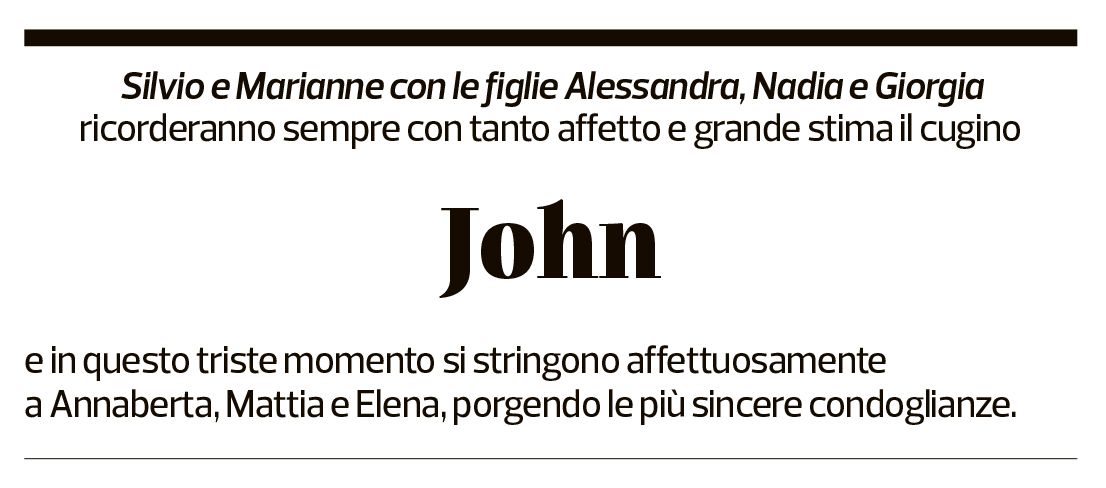 Annuncio funebre John Noseda