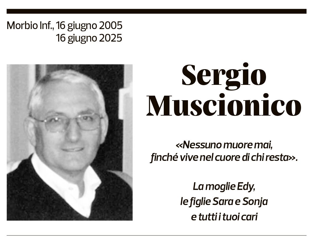 Annuncio funebre Sergio Muscionico