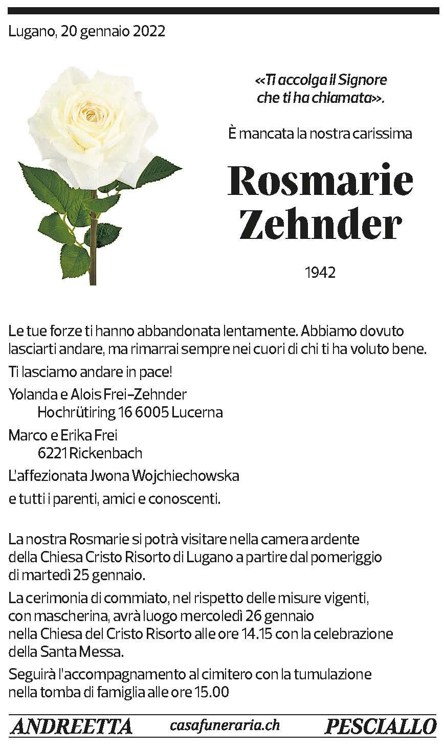 Annuncio funebre Rosmarie Zehnder