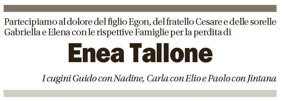 Annuncio funebre Enea Tallone