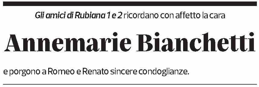 Annuncio funebre Annemarie Bianchetti-fopp