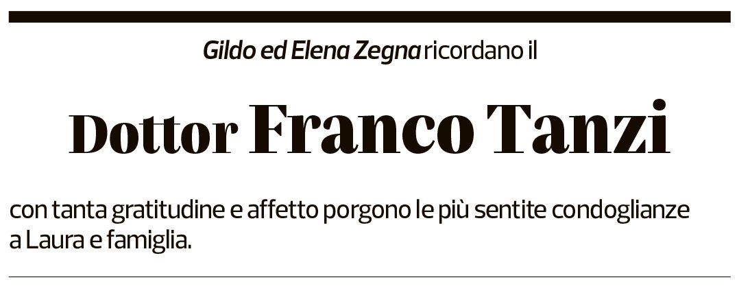 Annuncio funebre Franco Tanzi