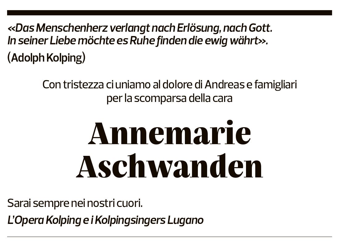 Annuncio funebre Annemarie Aschwanden