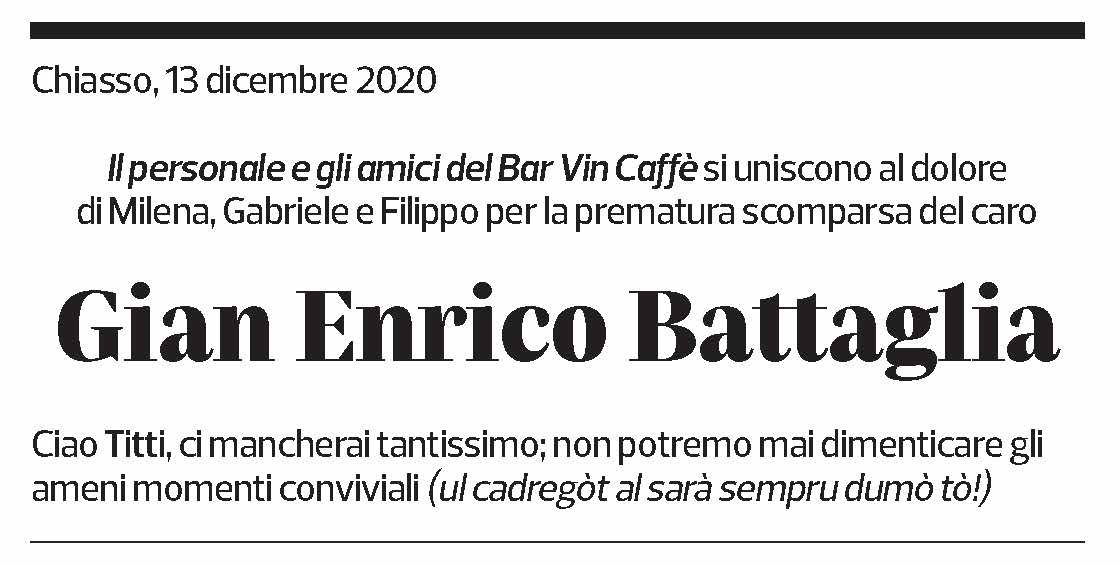 Annuncio funebre Gian Enrico Battaglia
