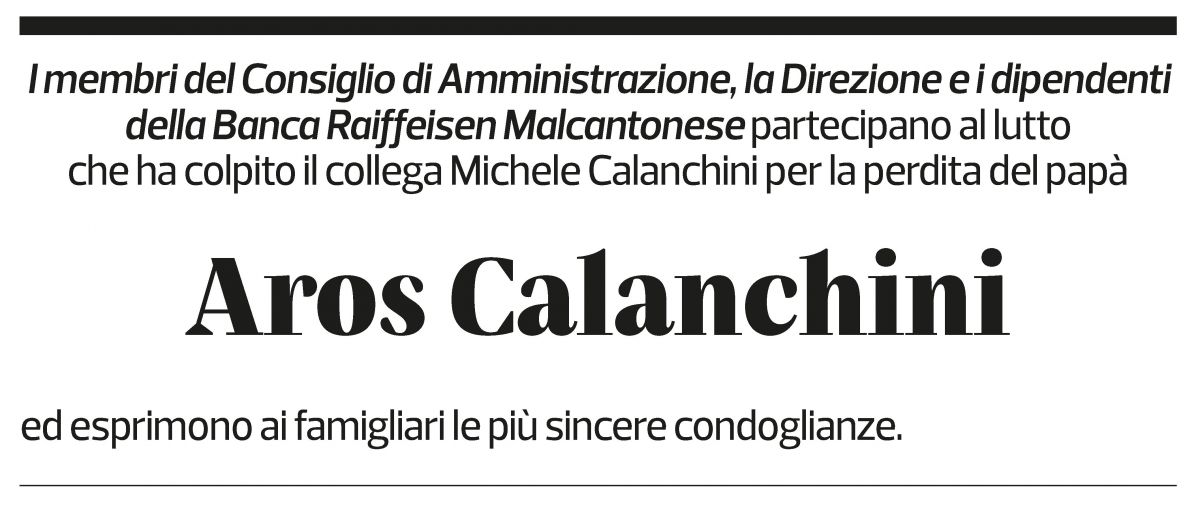 Annuncio funebre Aros Calanchini