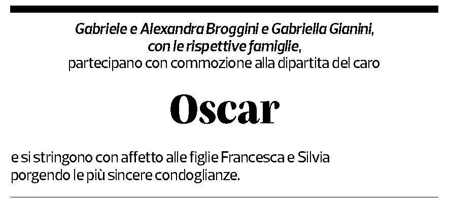 Annuncio funebre Oscar Tagliabue