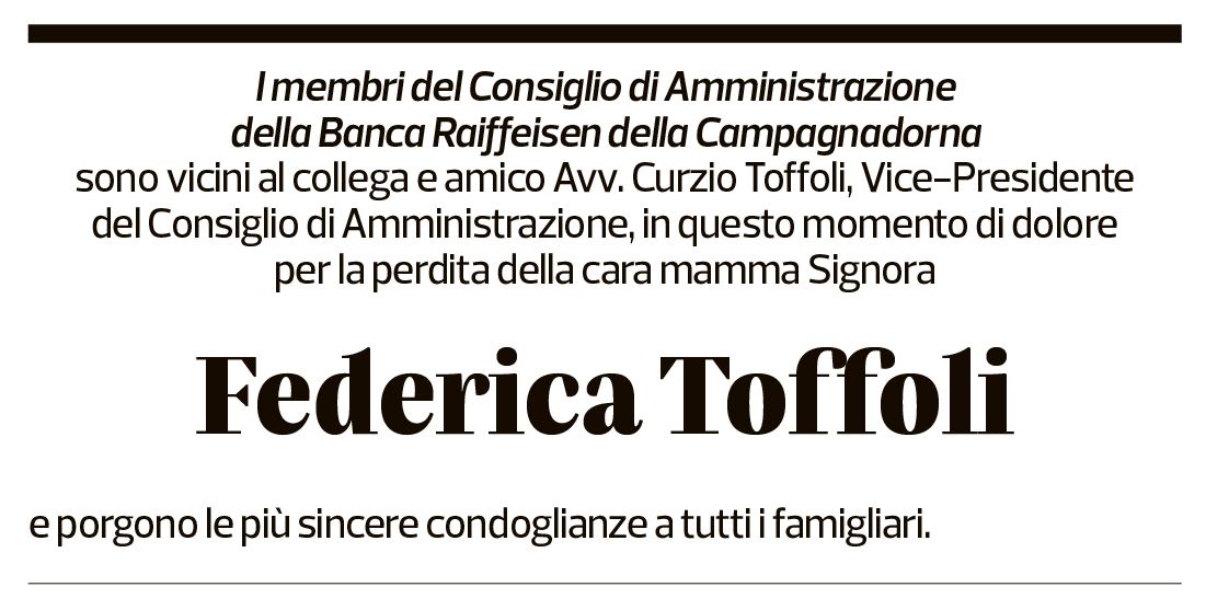 Annuncio funebre Federica Toffoli