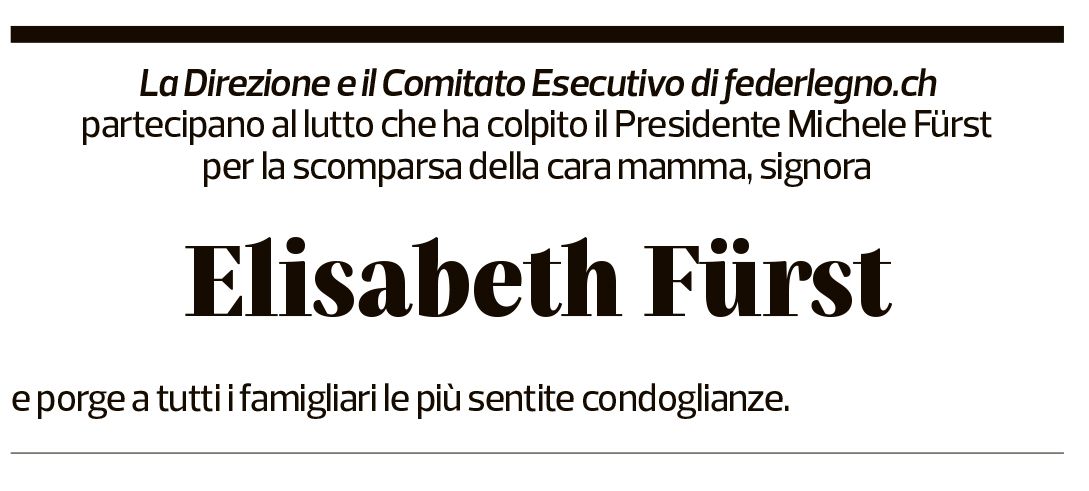 Annuncio funebre Elisabetta Fürst