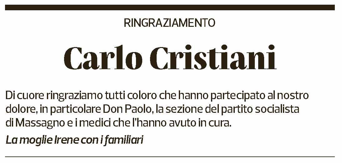 Annuncio funebre Carlo Cristiani