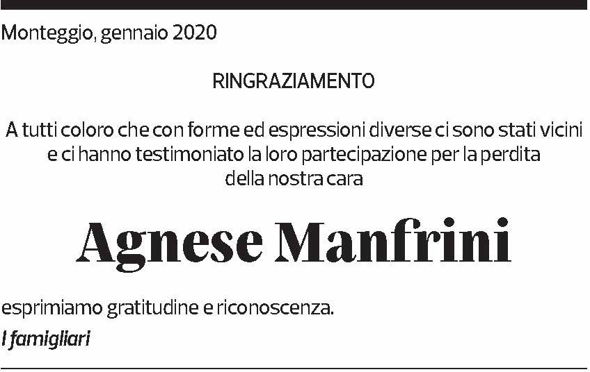 Annuncio funebre Agnese Manfrini