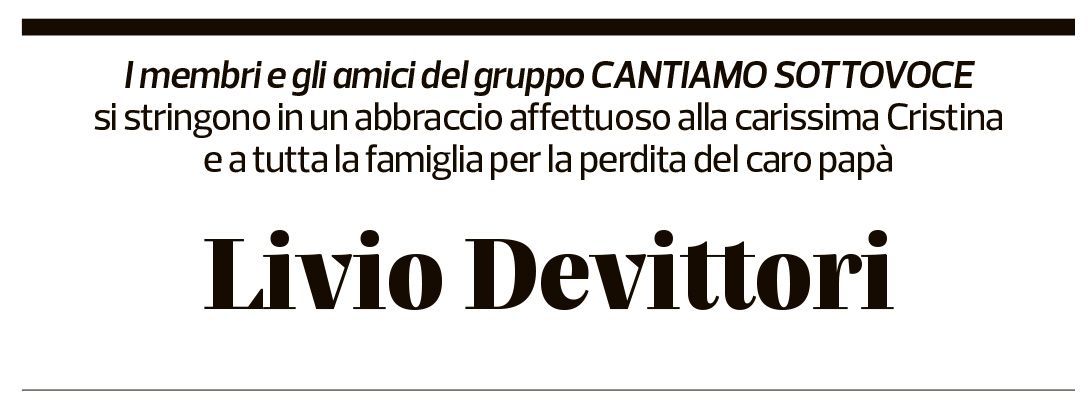 Annuncio funebre Livio Devittori