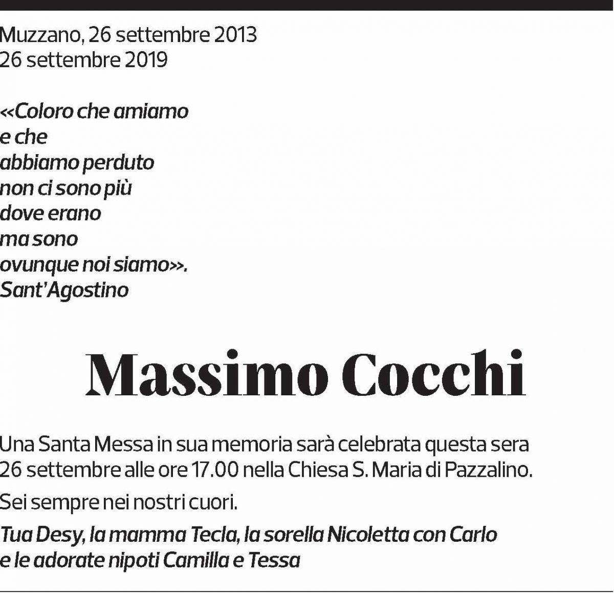 Annuncio funebre Massimo Cocchi