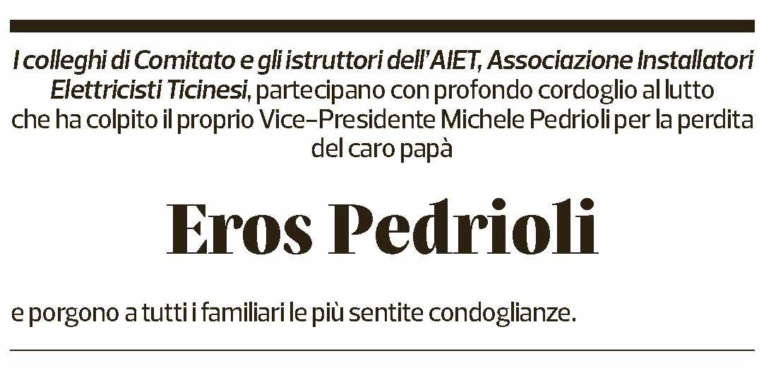 Annuncio funebre Eros Pedroli