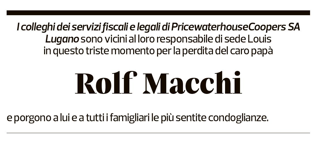 Annuncio funebre Rolf Macchi