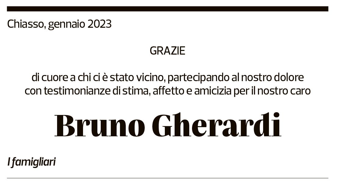 Annuncio funebre Bruno Gherardi