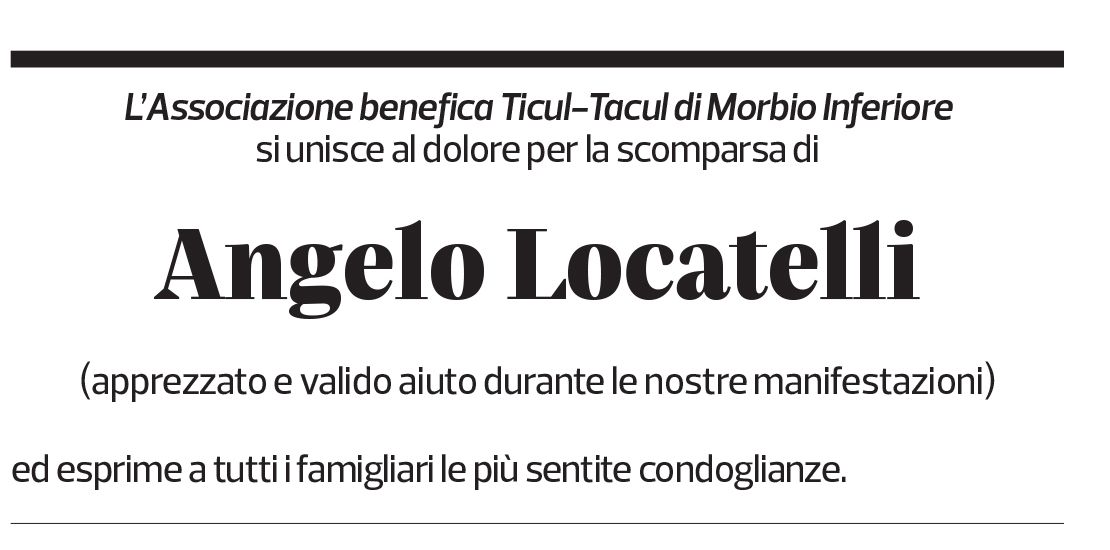 Annuncio funebre Angelo Locatelli